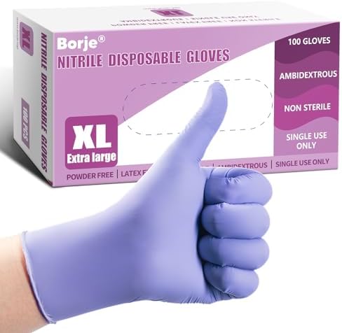 Borje Nitrile Exam Gloves XL, Iris Blue by Borje