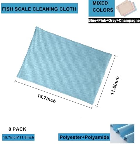 Fish Scale Microfiber Cleaning Drying Polishing Cloth, 8 Pack, 15.7"x11.8" - Image 7