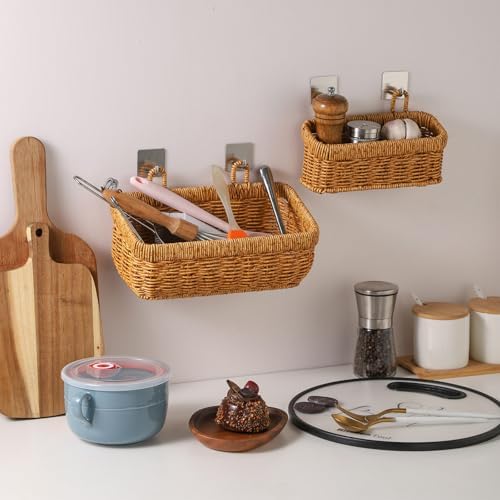 2 pack Wall Hanging Baskets for Storage Square Woven Hanging Basket - Image 3