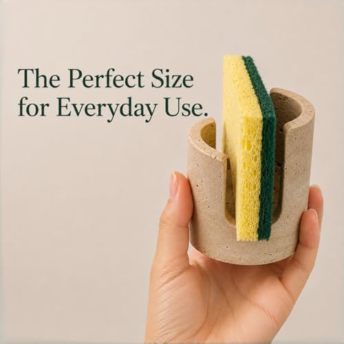 Travertine Sponge Holder, High-Low Airflow Stone Sink Caddy - Image 2