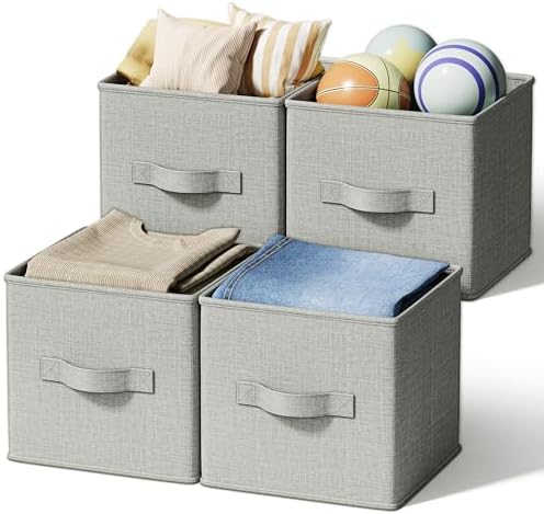 LayerSpace 4 Pack Foldable Fabric Closet Storage Bins, 11Inch Organizer Cubes by LaySpace-YourRoomOrganizer