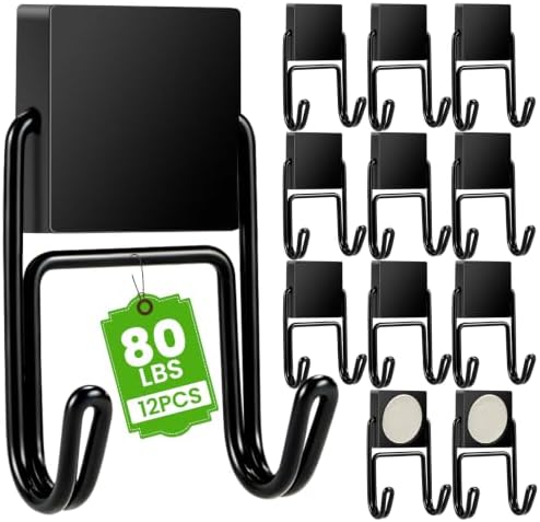MIKEDE Magnetic Hooks 12Pcs 80lbs+ Magnet Hook Cruise Essentials Black by MIKEDE
