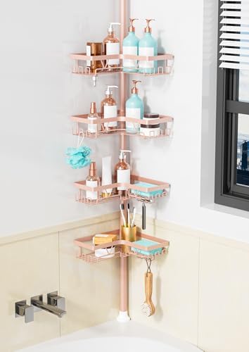 KEGII Corner Shower Caddy Tension Pole, Bathroom Organizer, Blush Nude by KEGII