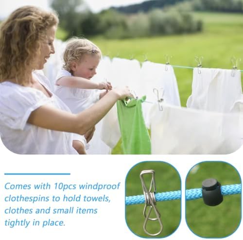 40FT Retractable Clothesline Outdoor 1/4" Polyester Coated Steel Core Rope - Image 3