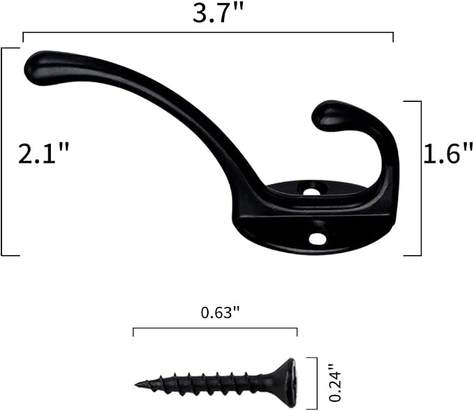 IBosins 30 Pack Heavy Duty Utility Black Dual Coat Hooks - Image 2