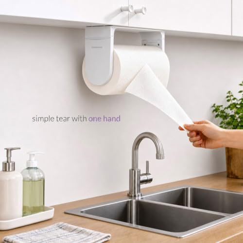 simpletome ONE Hand Simple Tear Paper Towel Holder Under Cabinet - Image 2