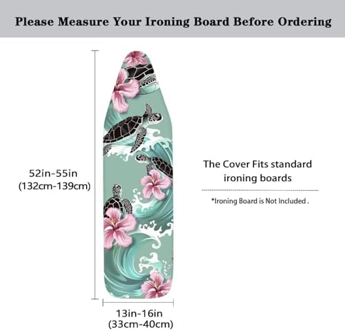 Sea Turtle Print Iron Board Cover 15x54 Inch, Hibiscus Printed Ironing Board - Image 5