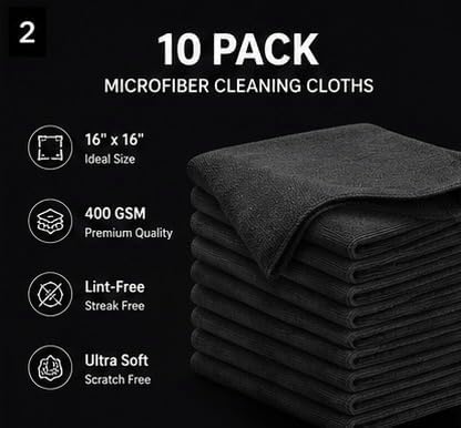 Premium Microfiber Cleaning Towels, 16 x 16 Inch, 400 GSM, Ultra Soft, - Image 2