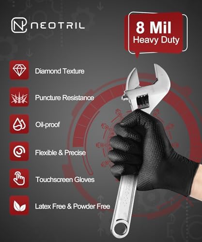 NEOTRIL 8 Mil Heavy Duty Disposable Nitrile Gloves - Image 2