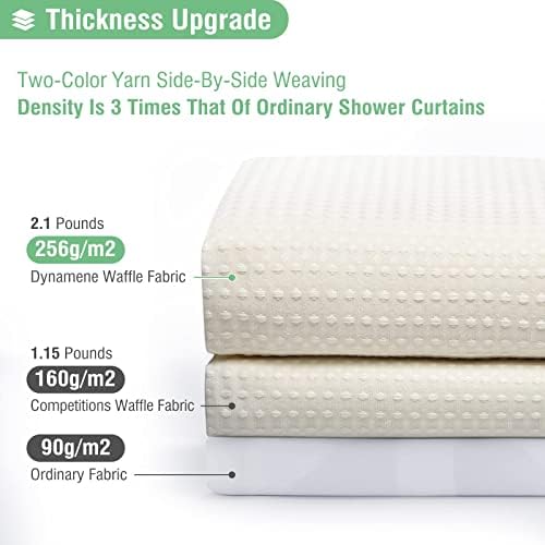 Dynamene Long Waffle Shower Curtain 256 GSM Heavy Fabric 72x80 Cream/Ivory - Image 3