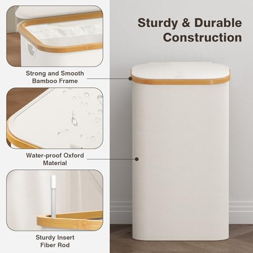 Bathola Laundry Hamper with Lid, Laundry Basket with Removable Bag - Image 6