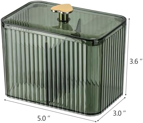 Tbestmax Qtip Holder Dispenser 3-Section Clear Bathroom Organizer Jar 3 Grids - Image 3