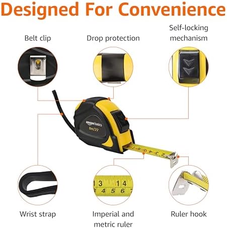 Amazon Basics Self-Locking Tape Measure, Accurate Dual Scale inch/metric - Image 4