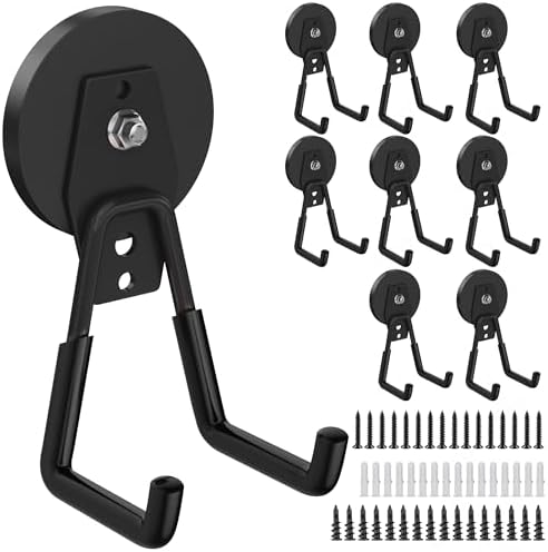 8 Pack Heavy Duty Storage Magnetic Utility Hooks Large Garage Strong Extra by Laowu