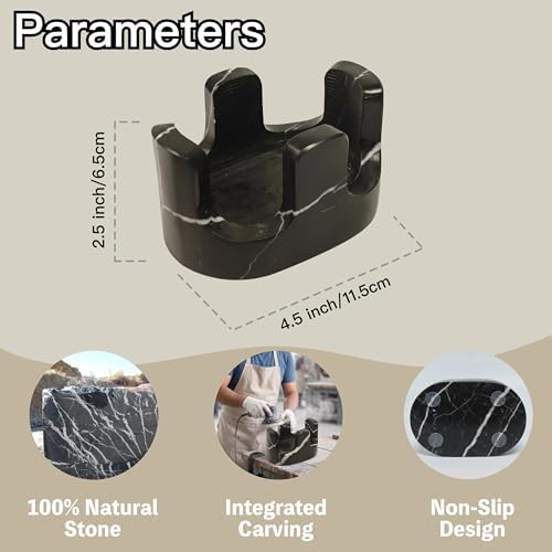 Black Marble Sponge Holder for Kitchen Sink, 2-in-1 Natural Stone Sponge & - Image 2