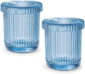 Blue Thick Glass Bathroom Qtip Holder, 2 Pack by MKOSAB