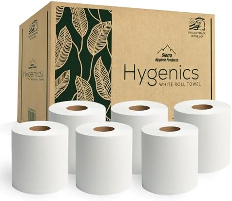 Sierra Hygenics Hardwound White Towel Kit, 6 Rolls & Hands-Free Dispenser - Image 2