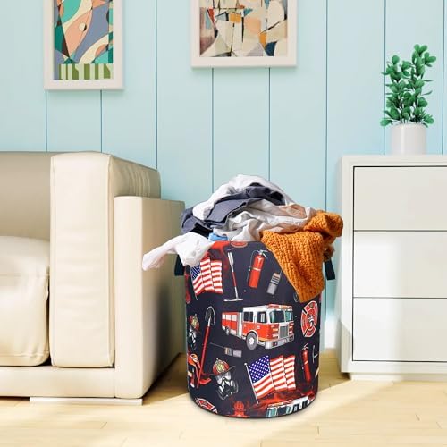 Fire Truck Fireman Laundry Basket Foldable Oxford Cloth 18.9 x 16.5 Inch - Image 7