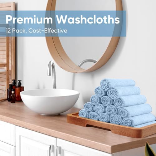 HOMEXCEL Washcloths 12PK, Ultra Soft&Highly Absorbent Face Towels, 12X12 in - Image 7