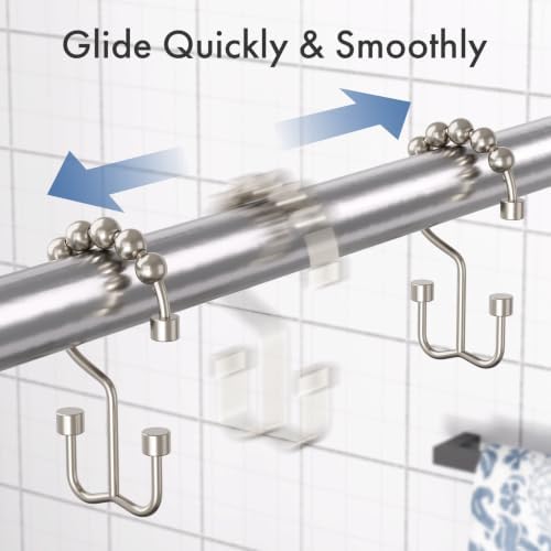 Bathway Nickel Shower Curtain Hooks, Rust Proof Metal Shower Hooks - Image 5