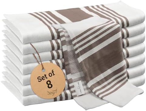Urban Villa Kitchen Towels Cotton Dish Towels 12”x12” Grey White by CottonTrends