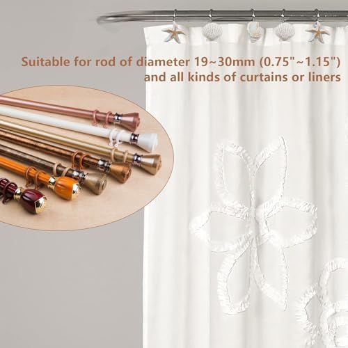 12-Pack Coastal Shower Curtain Hooks – Decorative Seashell Starfish Conch - Image 4