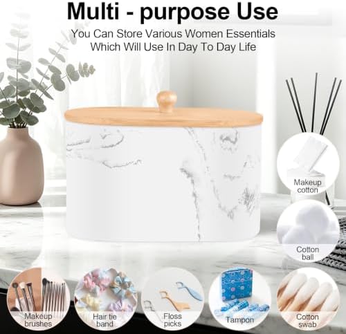 Cotton Swab Holder, 2 Compartments Round Cotton Pads Balls Qtips Holder - Image 5