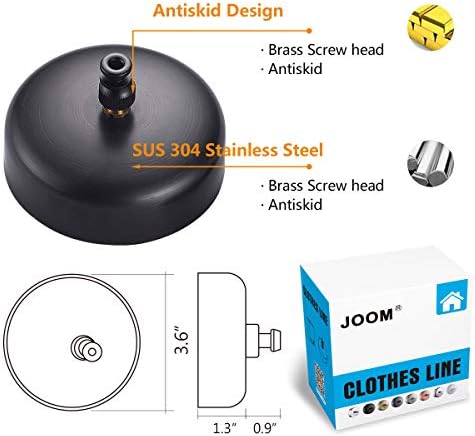 JOOM Retractable Clothesline, 9.2FT Wall-Mounted Laundry Line, Brushed Black - Image 3