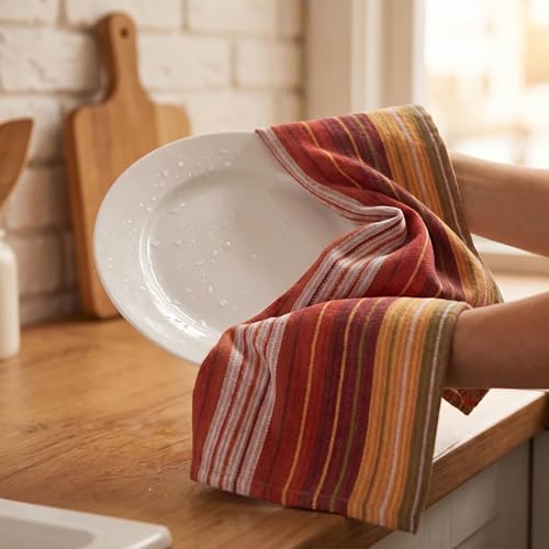 Urban Villa Kitchen Towel Cotton Dish Towel 20”x30” Harvest Stripe - Image 7