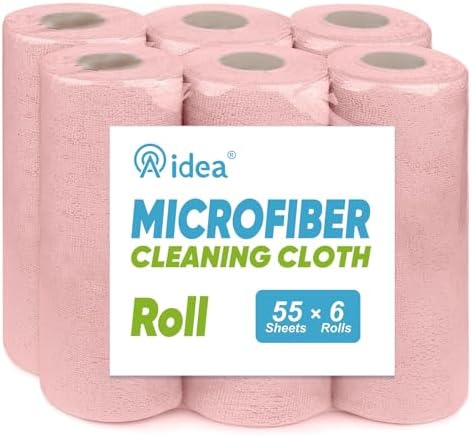 AIDEA Microfiber Cleaning Cloth 330 Sheets 6 Roll by AIDEAHOME
