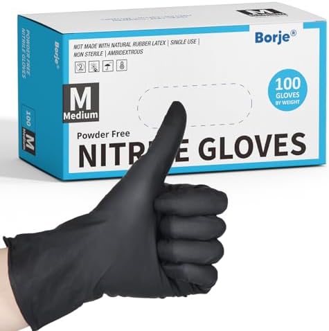 Borje Nitrile Gloves Medium, Latex-Free Powder-Free, Medical Exam, Food Safe by Borje