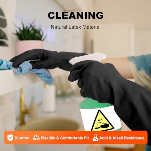North Tower Dishwashing Rubber Gloves, Reusable Latex, 3 Pairs - Image 7
