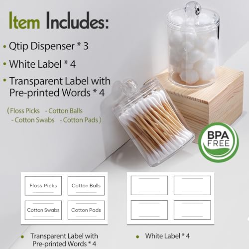 3 Pack Acrylic Qtip Holder Dispenser - Image 2