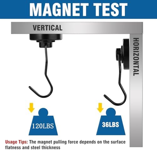 E BAVITE Swivel Swing Magnetic Hook 120LBS Heavy Duty Magnet Hook 10 Pack - Image 3