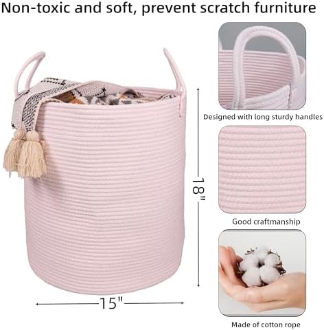 XUANGUO Cotton Rope Laundry Basket Hamper - Image 2