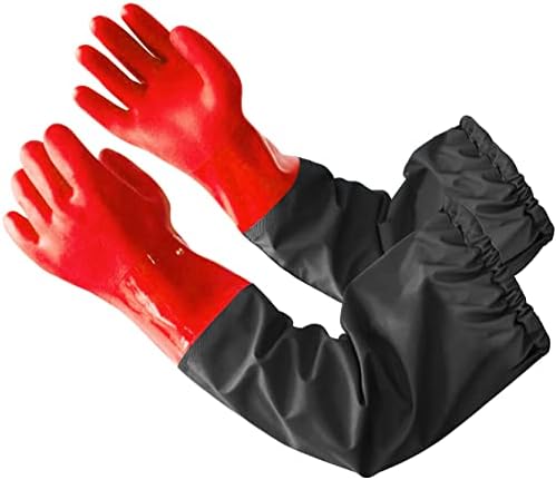 Eiito Extra-Long 26" Rubber Pond Gloves, Chemical Resistant PVC Reusable Heavy by Eiito