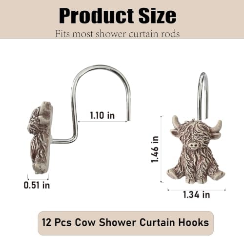 12 Pcs Highland Cow Shower Curtain Hooks - Image 2