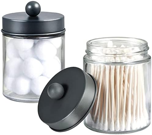 Amolliar Apothecary Jar Bathroom Storage Qtip Holder Glass by Amolliar