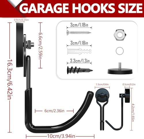 3-H Heavy Duty Magnetic Hooks, Large Magnet Hooks, 2 Pack Black - Image 3