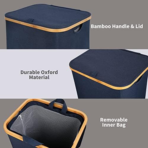efluky Laundry Basket with Lid and Removable Bag, 100L Tall Laundry Hamper with - Image 5