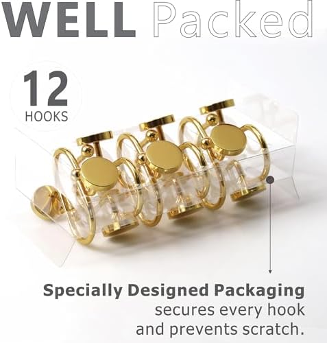 Brass Gold Shower Curtain Hooks: Rust Proof Metal Curtain Rings - Image 4