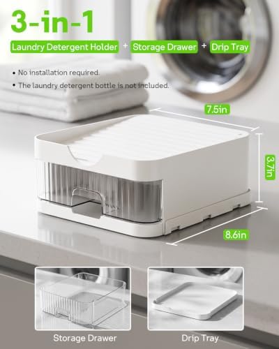 3-in-1 Laundry Detergent Holder + Storage Drawer + Drip Tray - Image 2