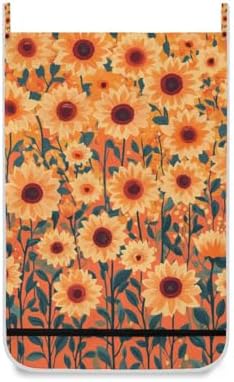 Orange Sunflowers and Poppy Flowers Door Hanging Laundry Hamper Bag - Image 2