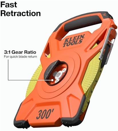 Klein Tools 94300RT 300-Foot Open Reel Tape Measure, PVC-Coated Fiberglass Tape - Image 4