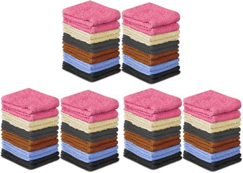 QUBA LINEN 100% Cotton Washcloth Set 72 Packs – Soft, Absorbent Face Towels by QUBA+LINEN