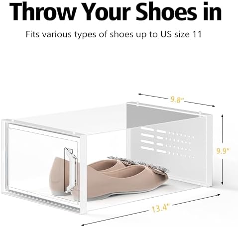 SEE SPRING X-Large Shoe Storage Box Fit Size 11, Space Saving Sneaker Shoe Rack - Image 4