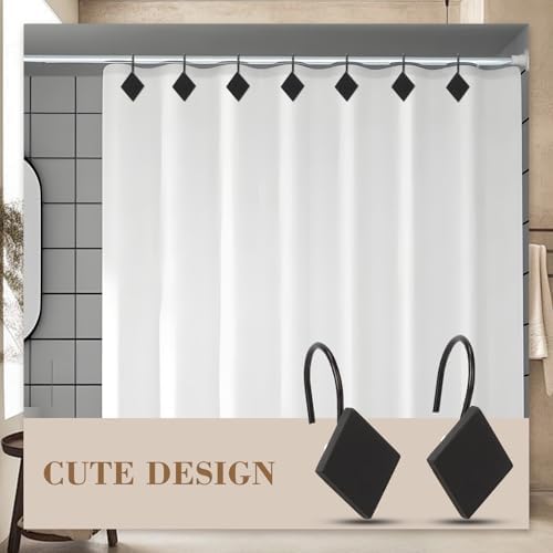 12 Pack Matte Black Rhombus Resin Shower Curtain Hooks - Image 4