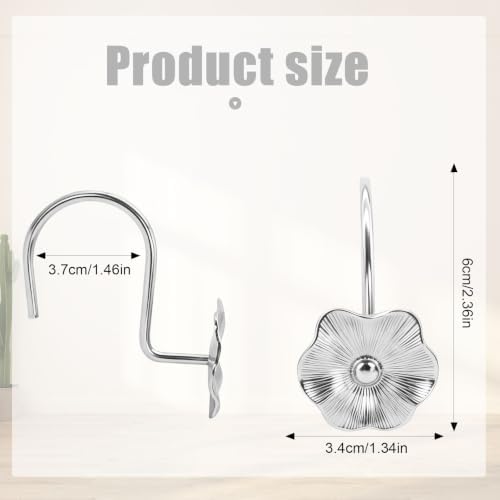 12PCS Decorative Shower Curtain Hooks, Rustproof Metal Flower Shower Curtain - Image 2