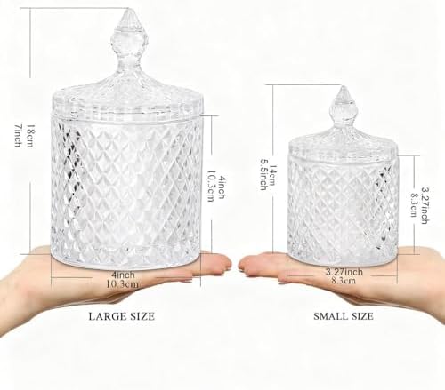2 Pack Glass Qtip Holder, Apothecary Jars - Image 2
