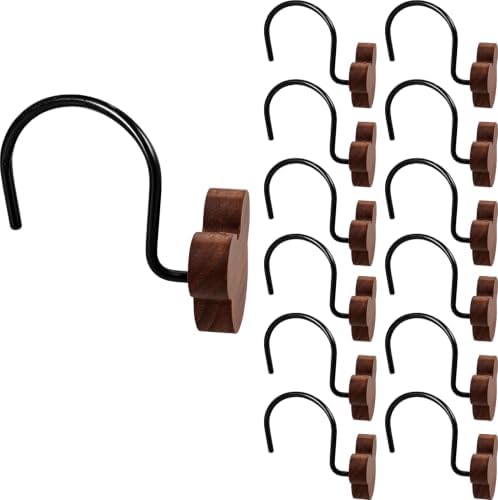 12-Piece Wood Mouse Shower Curtain Hooks - Image 2
